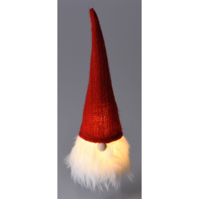 Vianočný škriatok 19 cm s LED svetlom, červený (3 varianty)