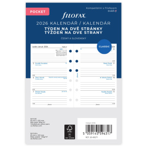 Kalendár 2026 Filofax vreckový /týždeň /2 strany ČJ+SJ /linajkový Kalendár 2026 Filofax vreckový /týždeň /2 strany ČJ+SJ /linajkový