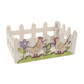 Drevená ohrádka Slepica biela 16 × 6,5 × 10 cm
