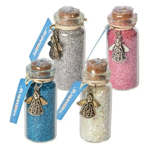 Glitter v sklenenej fľaštičke s príveskom anjela (mix farieb /cena 1ks) Glitter v sklenenej fľaštičke s príveskom anjela (mix farieb /cena 1ks)
