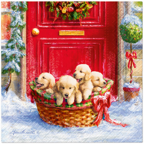 Obrúsky PAW L 33x33cm Christmas puppies Obrúsky PAW L 33x33cm Christmas puppies