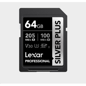 Lexar SDXC Professional SILVER Plus 1066x UHS-I/U3/A2/4K R205/W100 (V30) 64GB Lexar SDXC Professional SILVER Plus 1066x UHS-I/U3/A2/4K R205/W100 (V30) 64GB