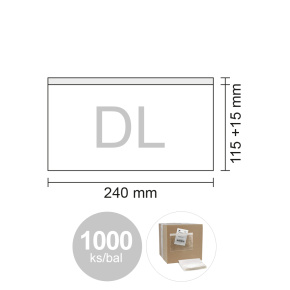 Obálka DL transportná/priehľadná 240x115+15 mm, bal/1000 ks