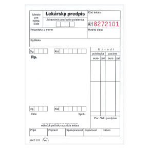 Lekársky predpis - sypaný biely A6, 100 listov (222)