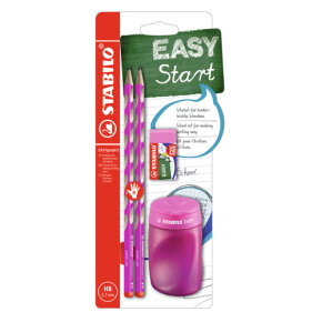 Školský set pre pravákov - ceruzka STABILO EASYgraph S v ružovej farbe + gumy a strúhadla Školský set pre pravákov - ceruzka STABILO EASYgraph S v ružovej farbe + gumy a strúhadla
