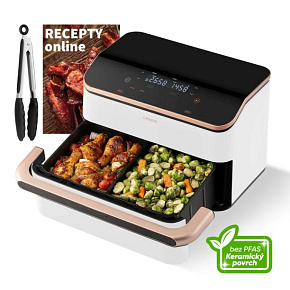 Cosori Dual Blaze TwinFry chytrá horkovzdušná fritéza10 L, keramika, bílá Cosori Dual Blaze TwinFry chytrá horkovzdušná fritéza10 L, keramika, bílá