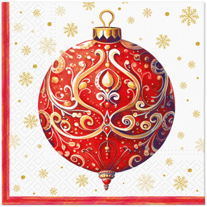 Obrúsky PAW L 33x33cm Red Bauble With Ornament Obrúsky PAW L 33x33cm Red Bauble With Ornament
