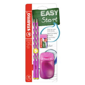 Školský set pre ľavákov - ceruzka STABILO EASYgraph S v ružovej farbe + gumy a strúhadla Školský set pre ľavákov - ceruzka STABILO EASYgraph S v ružovej farbe + gumy a strúhadla