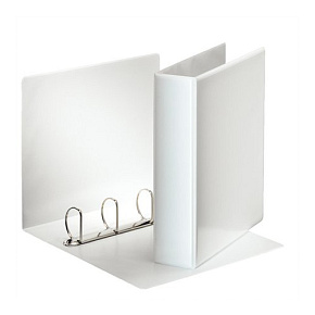 Krúžkový šanón, panoramatický, 4  D krúžky, 77 mm, A4, PP/PP, ESSELTE, biely