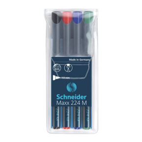 Permanentný popisovač, OHP, 1 mm, SCHNEIDER "Maxx 224 M", 4 rôzne farby
