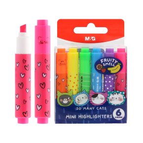 Zvýrazňovač M&G Mini So Many Cats s vôňou ovocia - sada 6 ks