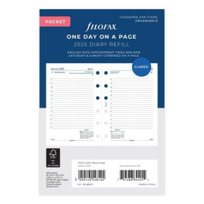 Náplň do diára Filofax Vreckový kalendár 2026 AJ deň/1 strana Náplň do diára Filofax Vreckový kalendár 2026 AJ deň/1 strana