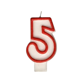 Sviečka číslová "5" 75 mm