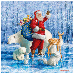 Obrúsky PAW L 33x33cm Santa Claus With Animals Obrúsky PAW L 33x33cm Santa Claus With Animals