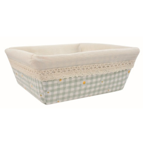 Košík látkový tyrkysovo modrý s kvetinami 19 x 7 x 19 cm