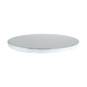 Pevný okrúhly tortový podnos priemer 25 cm /hrúbka 12 mm - strieborný
