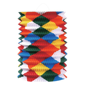 Lampión valcový 15,5 x 26 cm Farebné kosoštvorce Lampión valcový 15,5 x 26 cm Farebné kosoštvorce