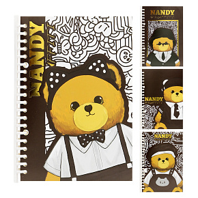 Špirálový blok JUNIOR Nandy Bear A5 80 listov, linajkový - medveď