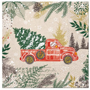 Obrúsky PAW L 33x33cm We Vintage Christmas Car Obrúsky PAW L 33x33cm We Vintage Christmas Car