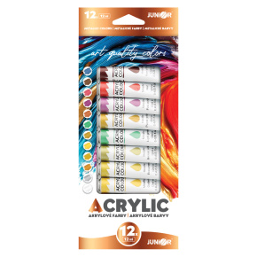 Akrylové farby JUNIOR 12 ml - sada 12 ks, metalické farby
