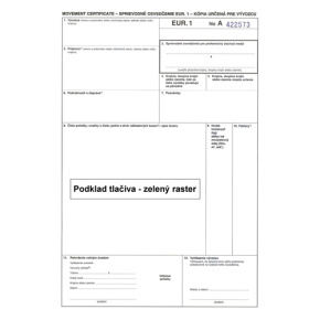 EUR 1 Spriev. osvedčenie A4, samopr., 3 listy (272) EUR 1 Spriev. osvedčenie A4, samopr., 3 listy (272)