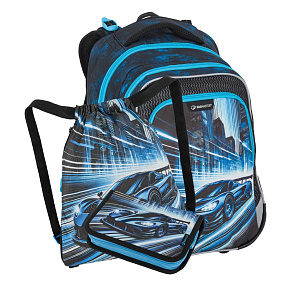 Školský batoh (3-dielny set) BagMaster Lumi 26 C - Auto Školský batoh (3-dielny set) BagMaster Lumi 26 C - Auto