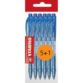 Guľôčkové pero STABILO Liner 308 modré, sada 6 ks ECO-Pack (5+1)