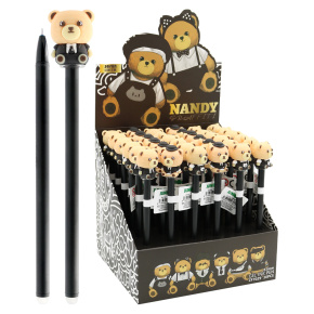 Pero gélové /gumovacie JUNIOR Nandy Graffiti Bear 0,5 mm - modrá náplň (mix /cena 1ks)