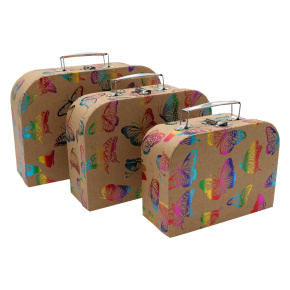 Sada detských kufríkov 3 ks - lesklá potlač Motýle