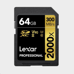 Lexar SDXC Pro 2000X UHS-II U3 R300/W260 (V90) 64GB Lexar SDXC Pro 2000X UHS-II U3 R300/W260 (V90) 64GB