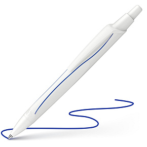 Pero guľôčkové Schneider Reco biele - modrá náplň