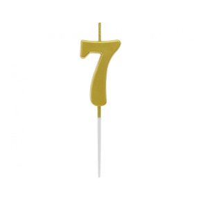 Sviečka tortová B&C - číslica "7" metalická zlatá 9,5 cm
