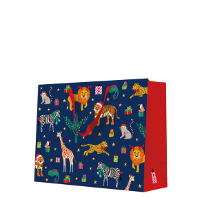 Darčeková taška horizontálna - Animals in a Christmas mood 33,5x26,5x13 cn