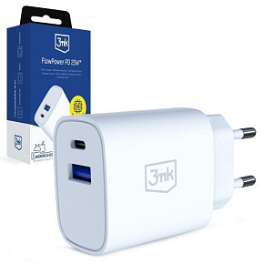 3mk FlowPower 25W 1A1C PD QC4+ White 3mk FlowPower 25W 1A1C PD QC4+ White