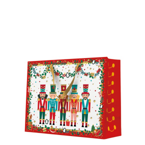 Darčeková taška horizontálna - Nutcracker with garlands 33,5x26,5x13 cn