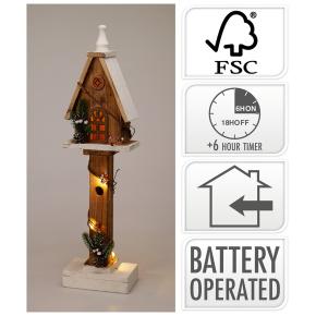 Drevený domček na podstavci s LED osvetlením 55 cm Drevený domček na podstavci s LED osvetlením 55 cm