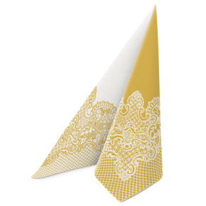 Obrúsky PAW AIRLAID 40x40 cm - Reverse Royal Lace gold-white