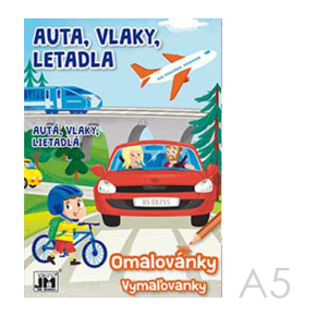 Omaľovanka JM A5+ Autá, vlaky, lietadlá