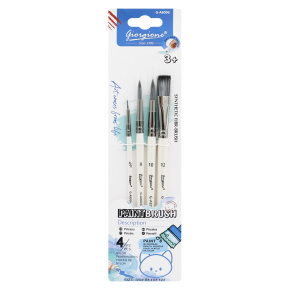 Sada plochých a guľatých štetcov (4 ks) na blistri Sada plochých a guľatých štetcov (4 ks) na blistri