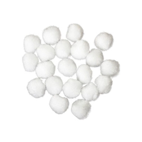 Dekoračné pompony 2 cm biele - sada 20 ks