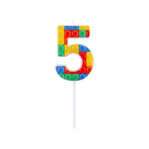 Sviečka tortová - číslica "5" Blocks 10,5 cm