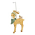 Soška jeleň s vtáčikom 9 cm stojaci, farba natural, stuha na zavesenie