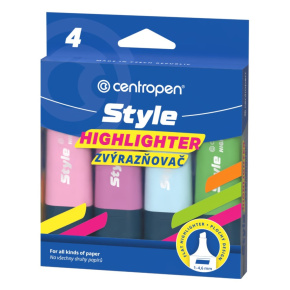 Zvýrazňovač CENTROPEN 6252 Style Soft (klinový hrot 1-4,6 mm) 4 pastelové farby