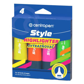 Zvýrazňovač CENTROPEN 6252 Style Soft (klinový hrot 1-4,6 mm) 4 fluo farby