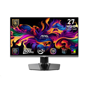 MSI LCD MAG 272QP QD-OLED X50,26.5" 2560x1440 QD-OLED,500Hz,178/178,300nits,VESA,HDMI,DP,USB-C,Audio,Black