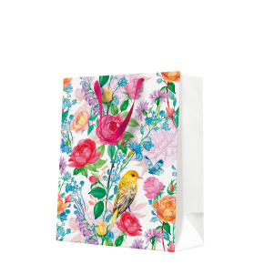Darčeková taška large 26,5x33,5x13 cm Bird with Flowers
