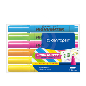 Zvýrazňovač CENTROPEN 8552 - sada 5+1 ks