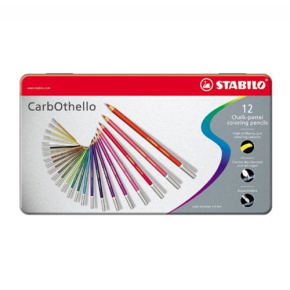 Pastelky CarbOthello pastelová krieda v drevenej ceruzke, 12 ks kovové balenie