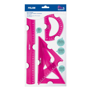 Sada pravítok MILAN Flex&Resistant (séria Acid) - ružová