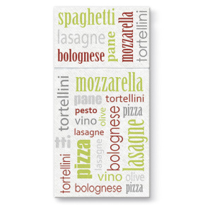 Vrecká na príbory PAW AIRLAID 40x40cm Italian Food Green, 25 ks/bal